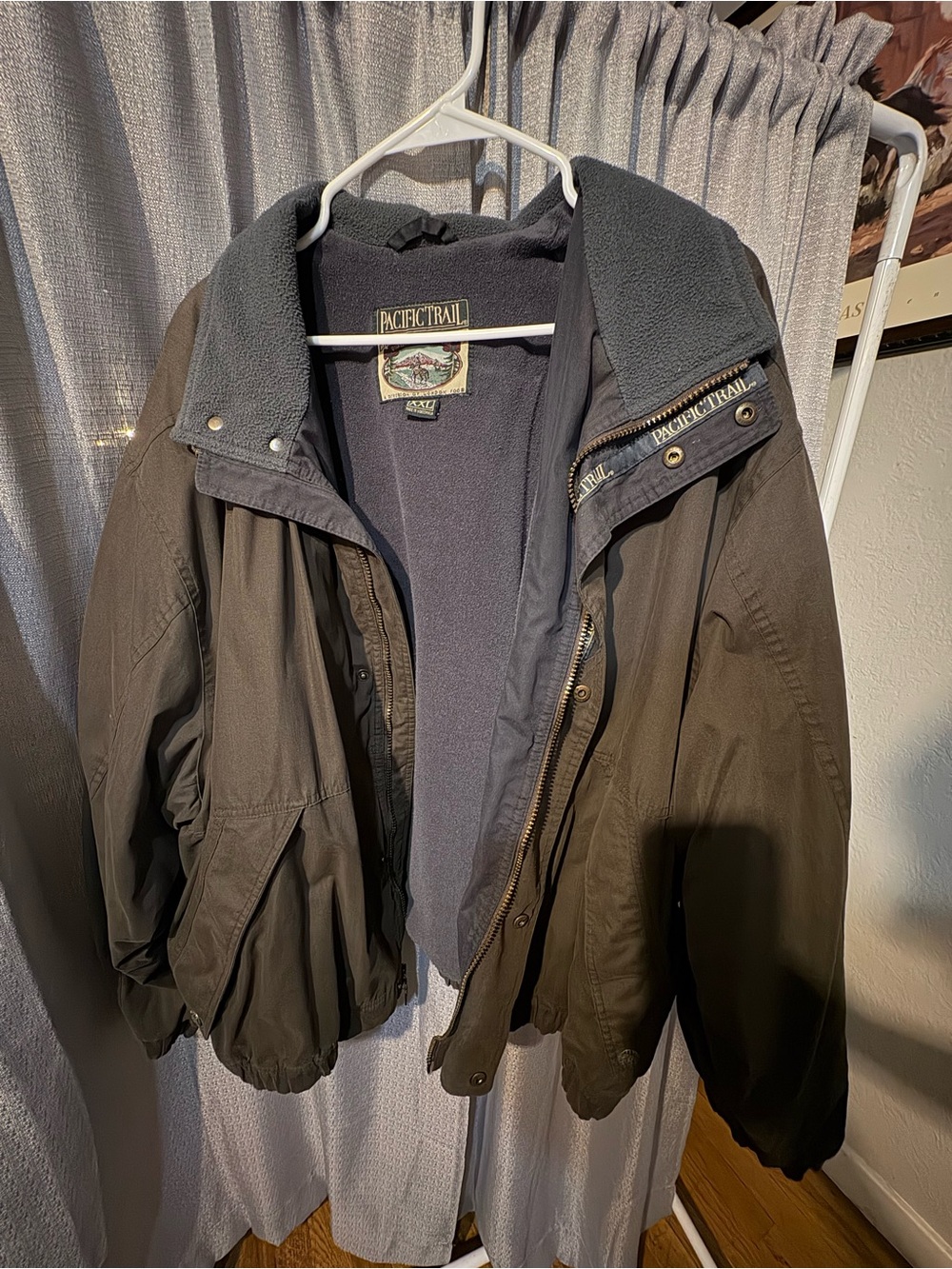 Pacific Trail Olive & Gray Zip-Up Fleece-Lined Jacket